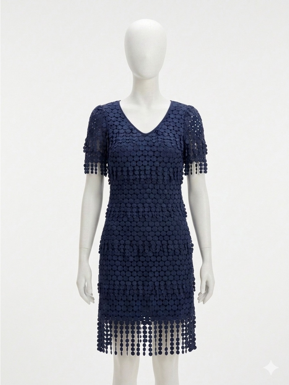 Cattiva NY Vintage Blue Textured Geometric Disc Lace Dress nwot size 6